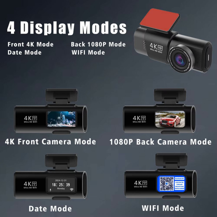 دوربین ثبت وقایع خودرو اتوویژن مدل OK309-4K+WiFi به همراه دوربین عقب