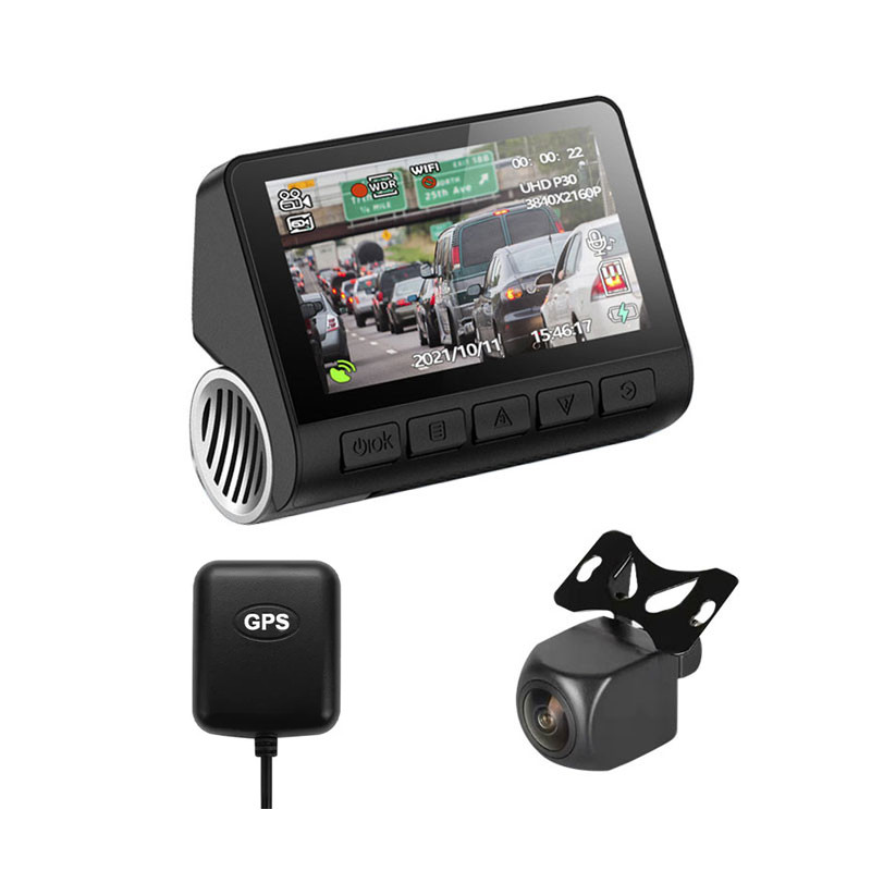 دوربین ثبت وقایع خودرو اتوویژن مدل HIS-4K-WiFi+GPS به همراه دوربین عقب و GPS