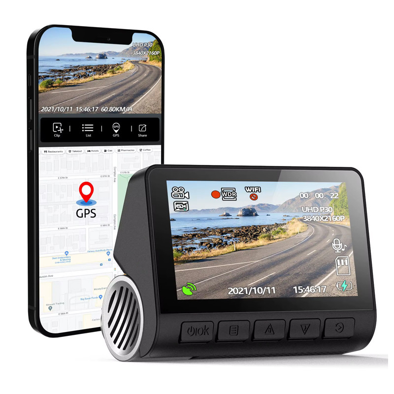 دوربین ثبت وقایع خودرو اتوویژن مدل HIS-4K-WiFi+GPS به همراه دوربین عقب و GPS